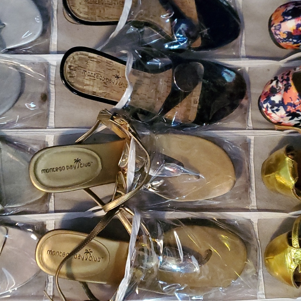 Gold and Black Sandals